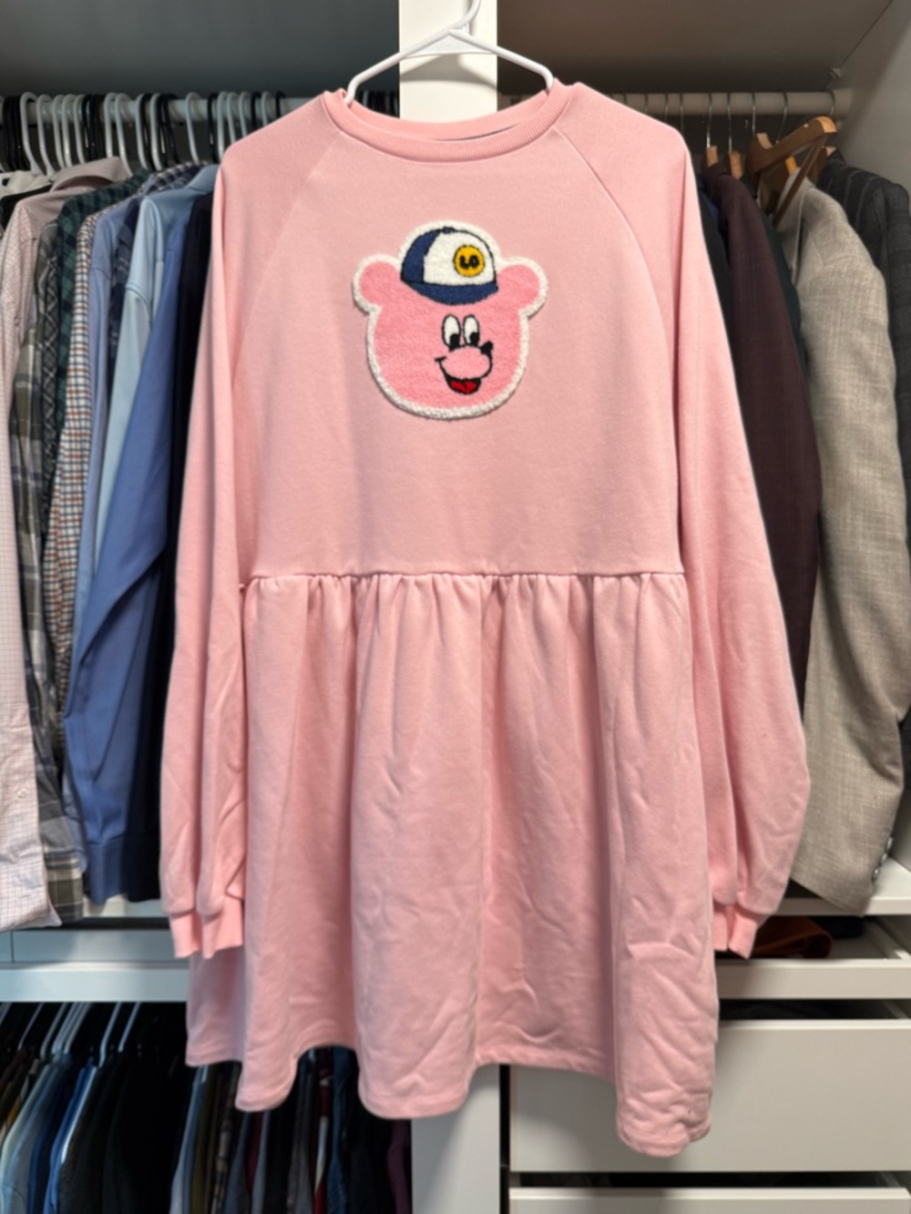 Lazy Oaf Pink Teddy Patch Sweatshirt Dress